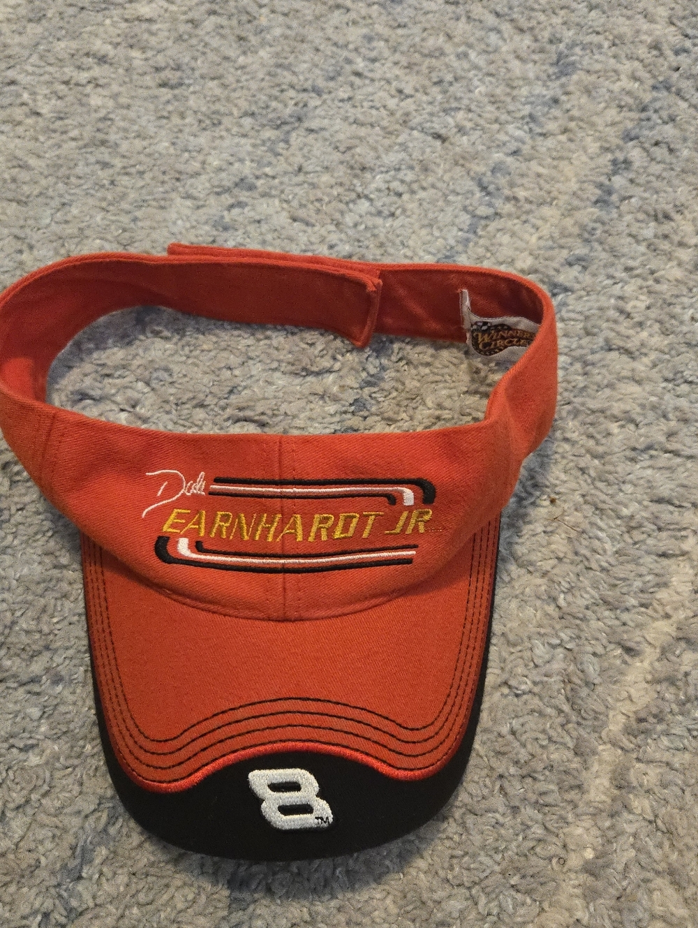 Vintage Dale Earnhardt Jr #8 NASCAR Visor Hat Winners Circle Orange Black Y2K